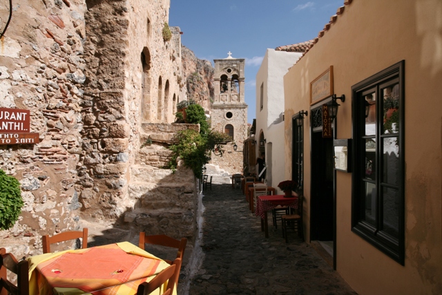Monemvasia - Cafes and bars leading to the main square